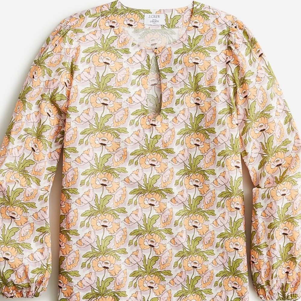 J. Crew Keyhole popover in Liberty® Butterfield Poppy organic cotton (XS)
